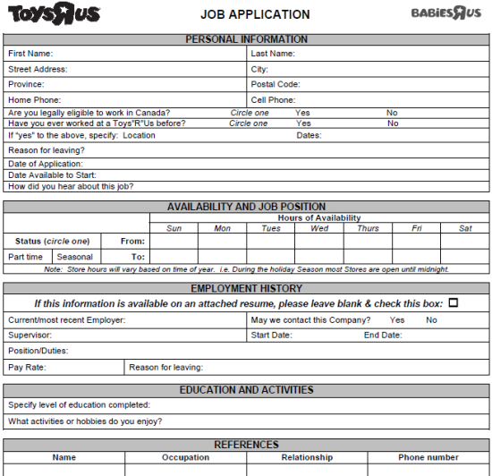 job application pdf