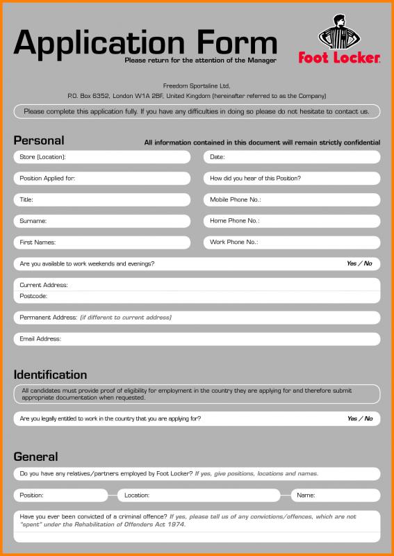 job application sample