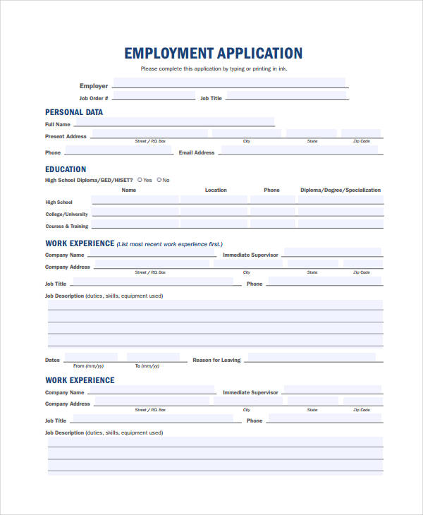 job application template pdf