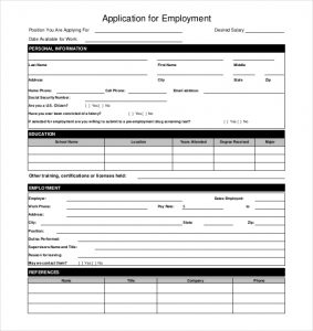 job application template pdf restaurant job application of employement pdf download