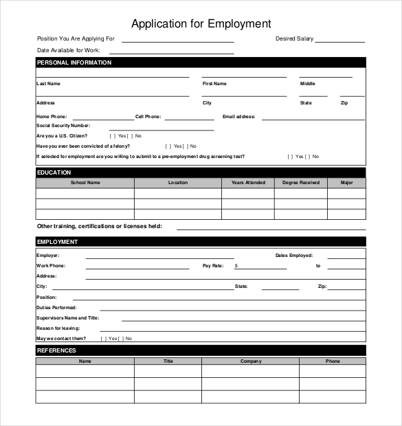 job application template pdf