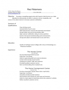 job application template word professional valet attendant resume l