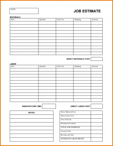 job bid template estimate templates