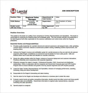 job description template word sales manager job description template free word pdf format