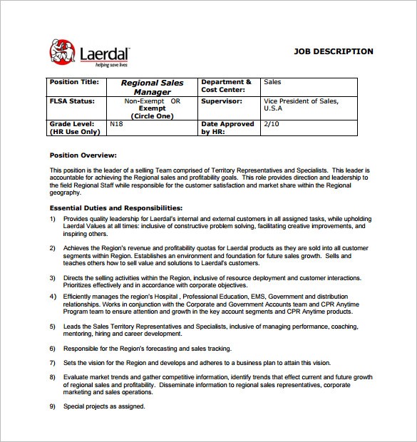 job description template word