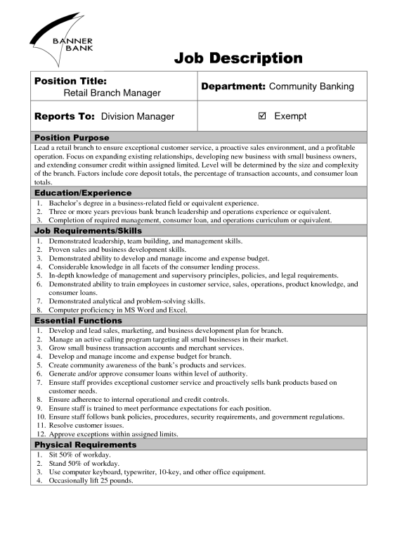 job description template word