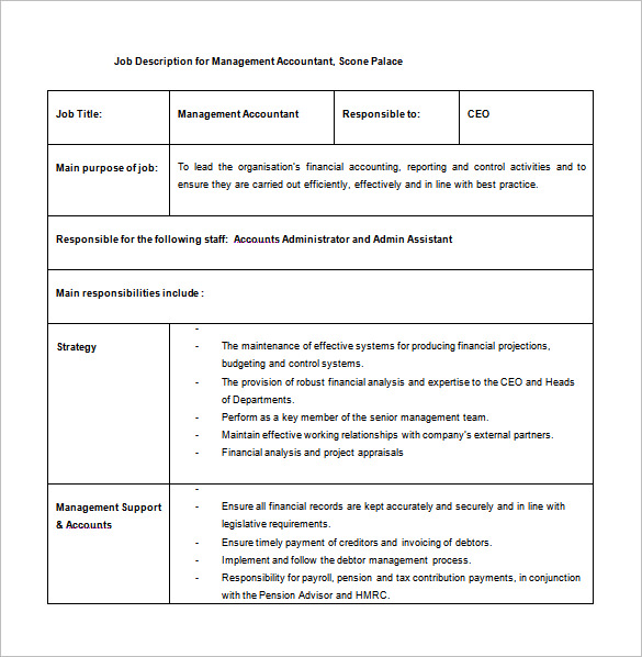 job description template word