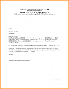 job letter sample template for employer offer letter for employment