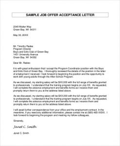 job offer acceptance letter coordinator job offer acceptance letter