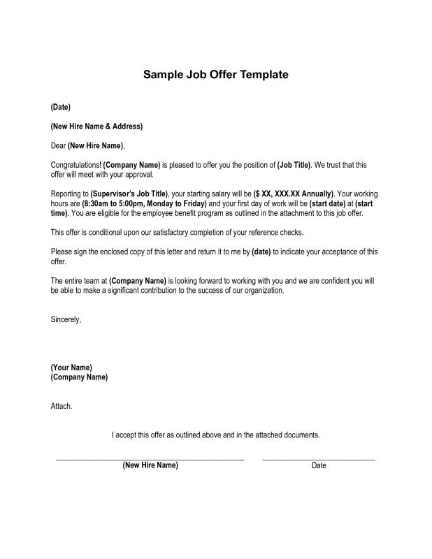 job offer letter template