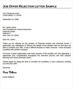 job offer template job offer rejection letter template