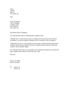 job resignation letter letter of resignation