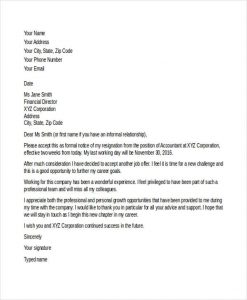 job resignation letter new job resignation letter sample