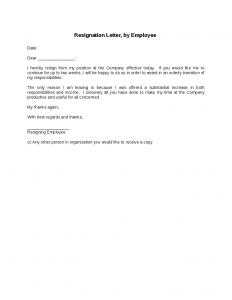 job resignation letter resignation letter by employee