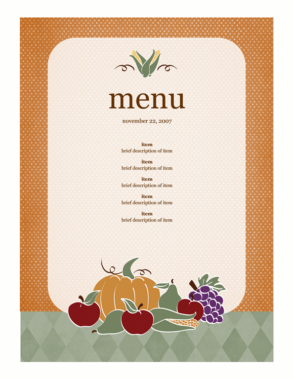 kids menu template