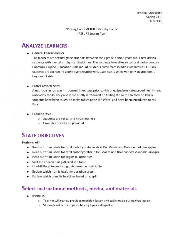 kindergarten lesson plan template