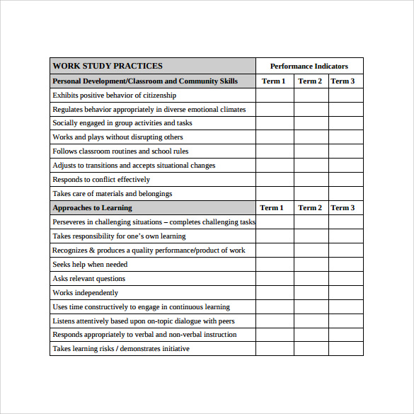 kindergarten report card template