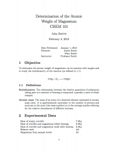 lab report layout lab report