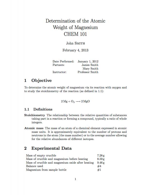 lab report layout