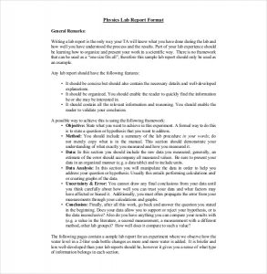 lab report layout physics lab report format