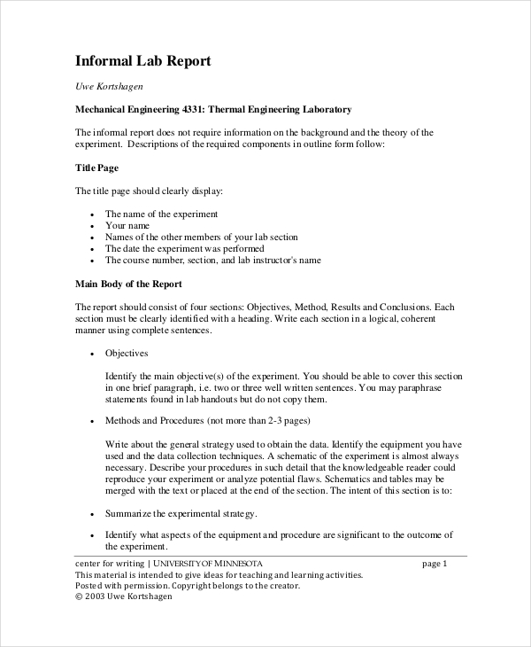 lab report template