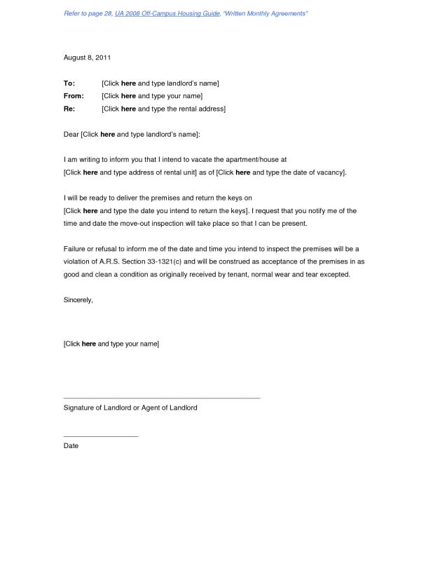 Landlord Letter To Tenant Template Business