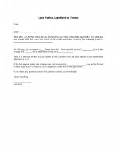 late rent notice late notice landlord to tenant