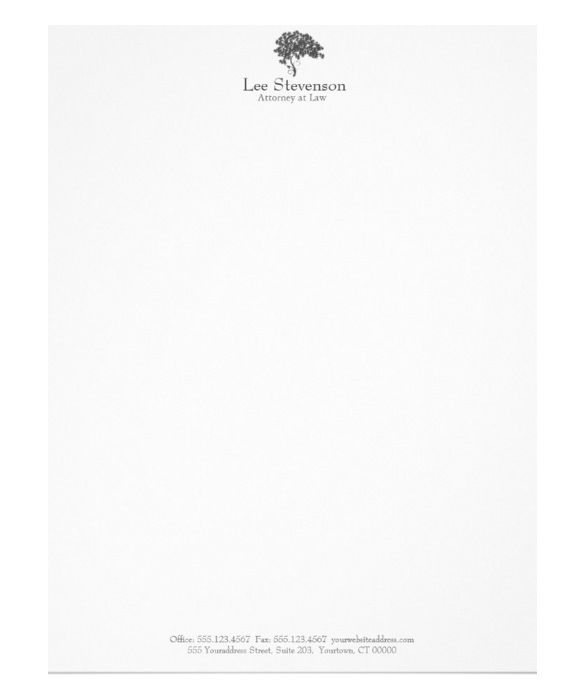 Law Office Letterhead Attorney At Law Firm Tree Black And White Letterhead Sample  