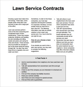 lawn care contract sample lawn service contract template pdf download