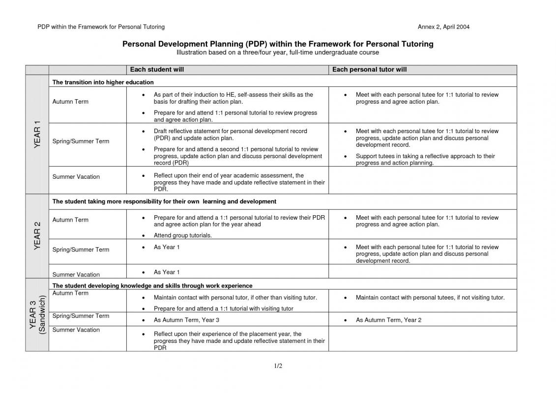 Development Plan Template For Leadership