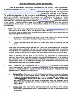 lease agreement pdf florida standard residential lease agreement