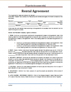 lease agreement template word rental agreementt