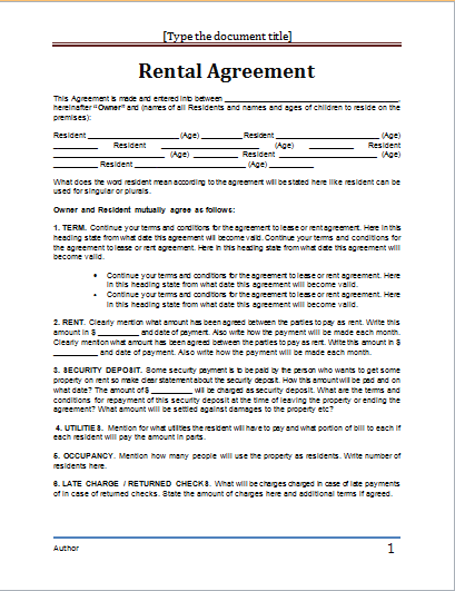 lease agreement template word