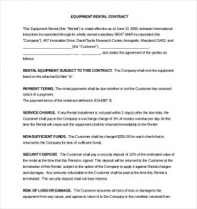 lease agreement template word word equipment rental agreement template