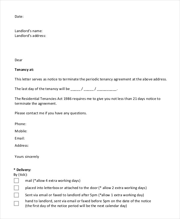 lease cancellation letter