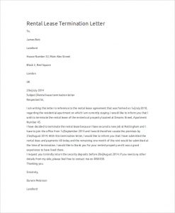 lease termination letter rental lease termination letter