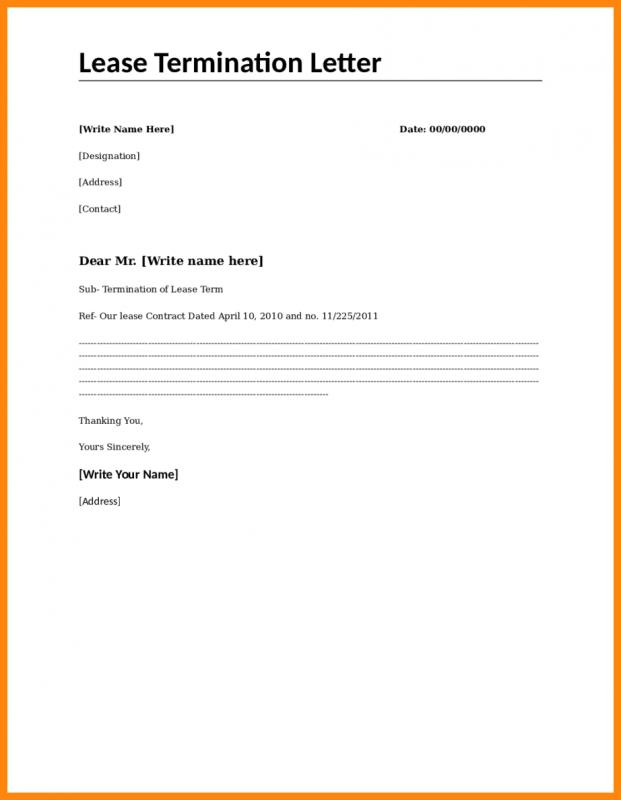 lease termination letter to tenant