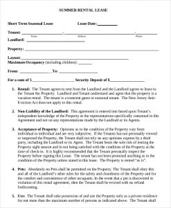 leasing agreement pdf free download short term seasonal rental agreement pdf format