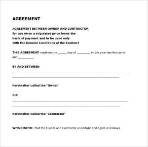 legal contract template legal agreement between contractor owner