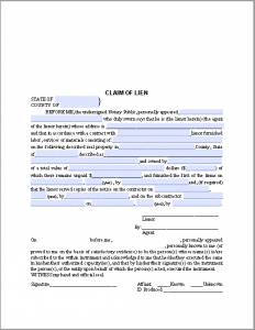 legal contracts template claim of lien certificate