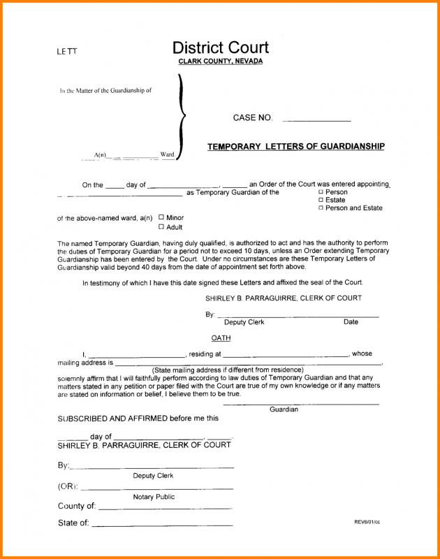 Legal Guardian Form Template Business