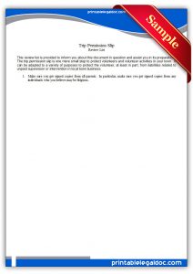 legal guardian form printable trip permission slip form