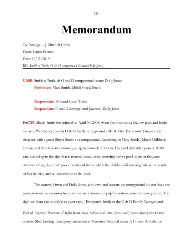 Legal Memorandum Example Template Business