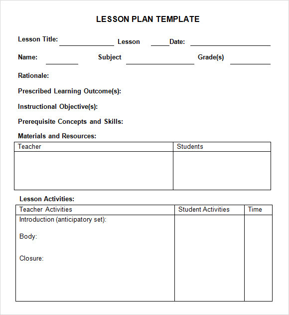 lesson plan format