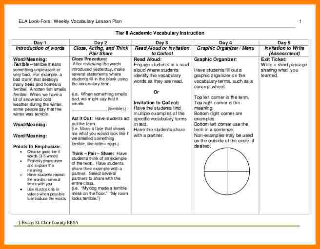 lesson plan template for preschool