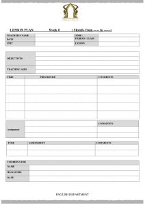 lesson plan template for preschool daily lesson plan form