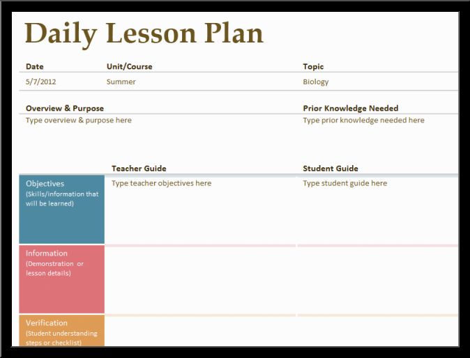 lesson plan template word