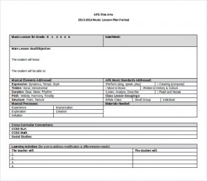 lesson plan template word music lesson plan template word 2010 free download