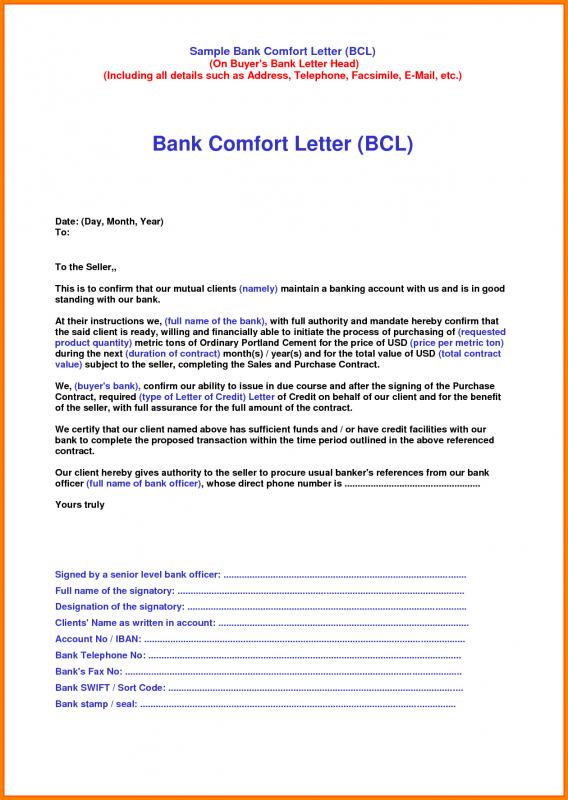 Letter Of Comfort Assurance certify letter