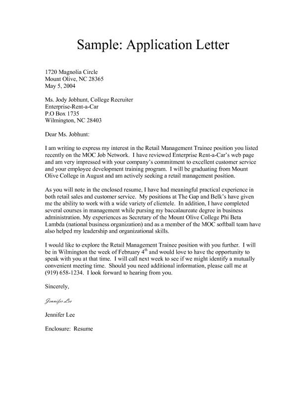 letter of application example